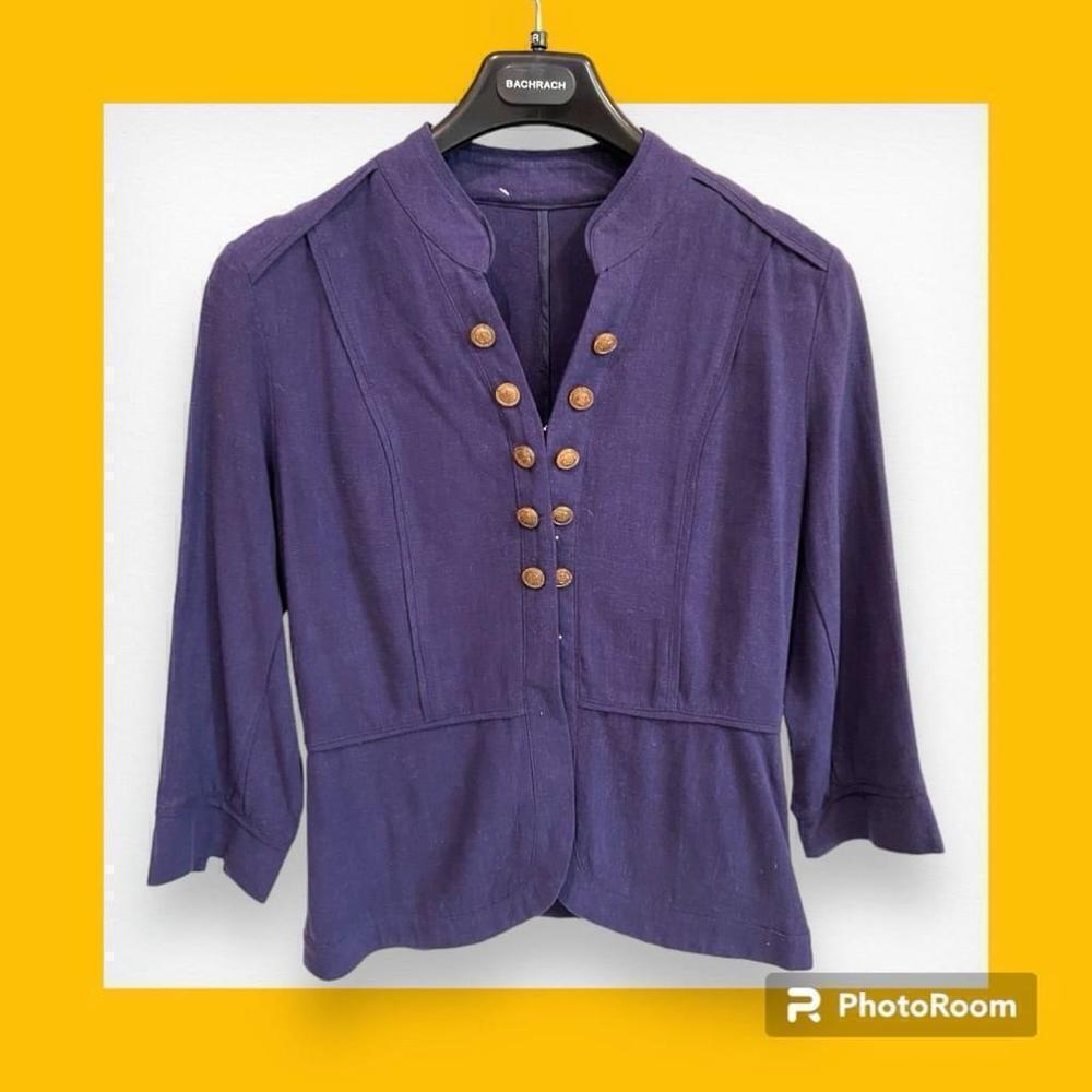 Women's Blue Linen Blend Blazer Small